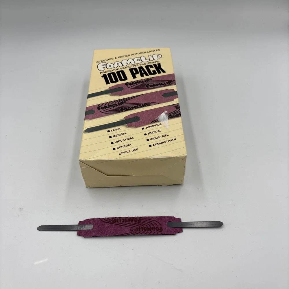 SJPPSF100 Foam clip Self Adhesive Fasteners Steel Paper Files82 Ea Open Box